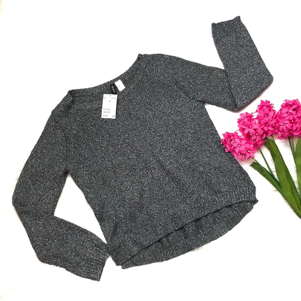 New! H&M Metallic Gray Knit Sweater